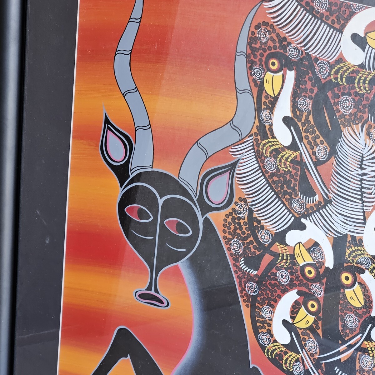 アフリカ 絵画 アート ティンガティンガ チワヤ レイヨウ 鳥 楽園