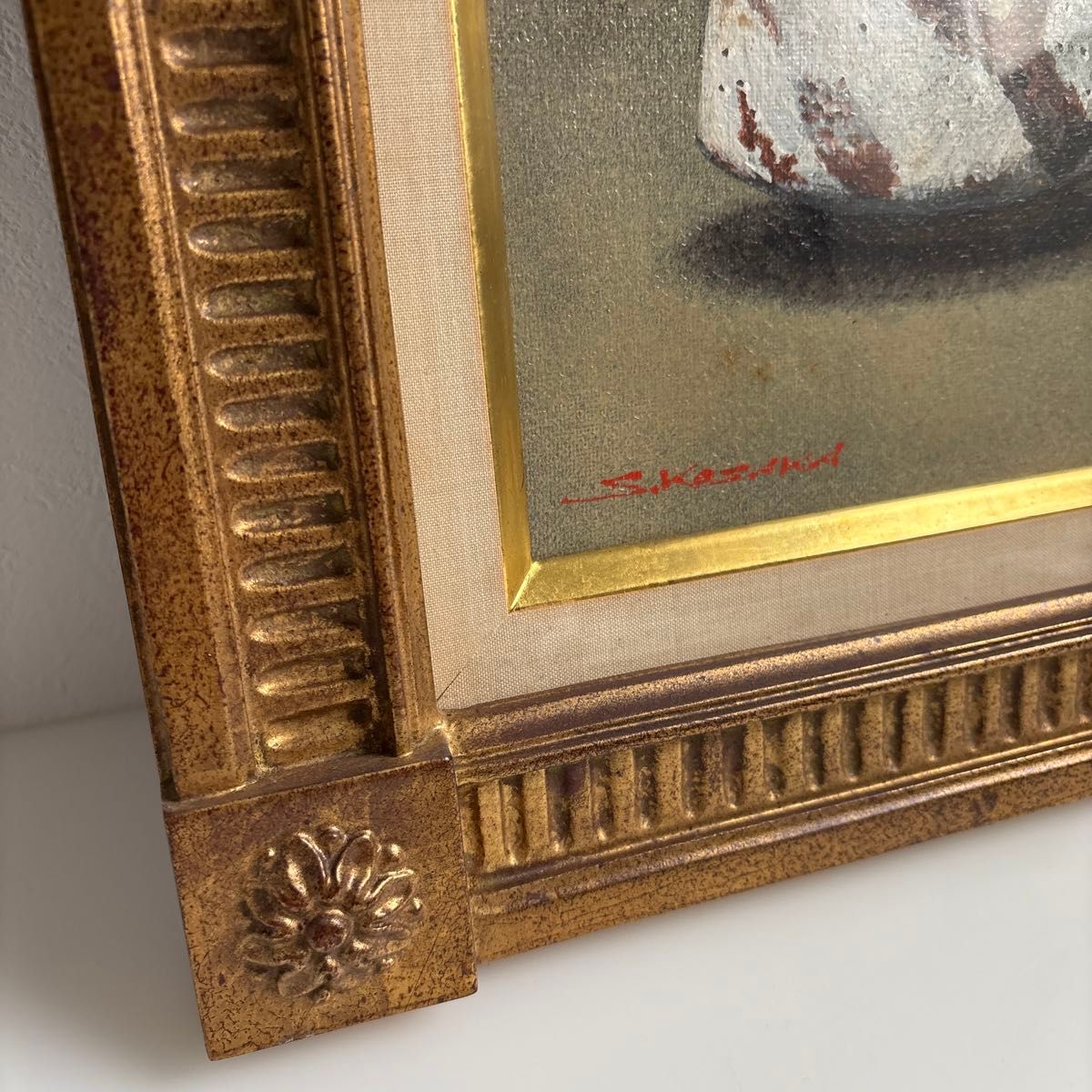 小坂正次 油絵 志野茶碗とサクランボ 額装 静物画 絵画｜Yahoo!フリマ