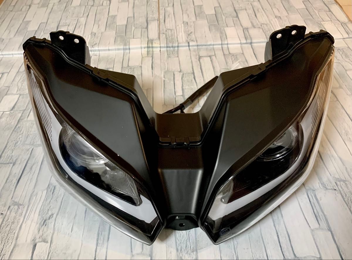 新品 NINJA250 EX250L ZX-6R用 カスタムLEDヘッドライト 白眉+赤目