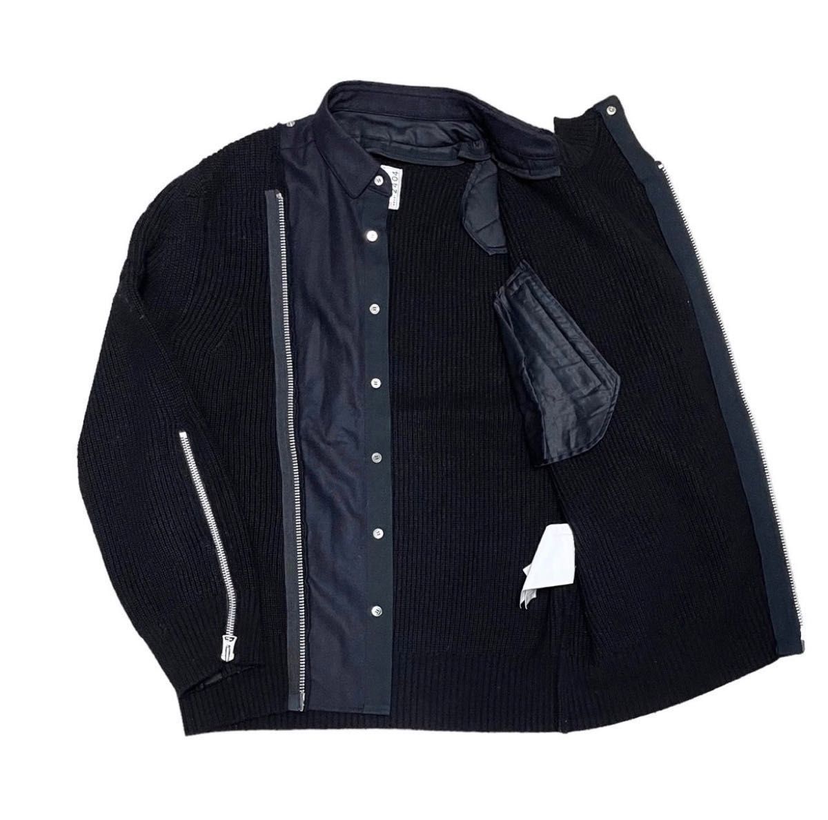 美品】sacai サカイ 20AW WOOL KNIT BLOUSON ウールニットブルゾン 20