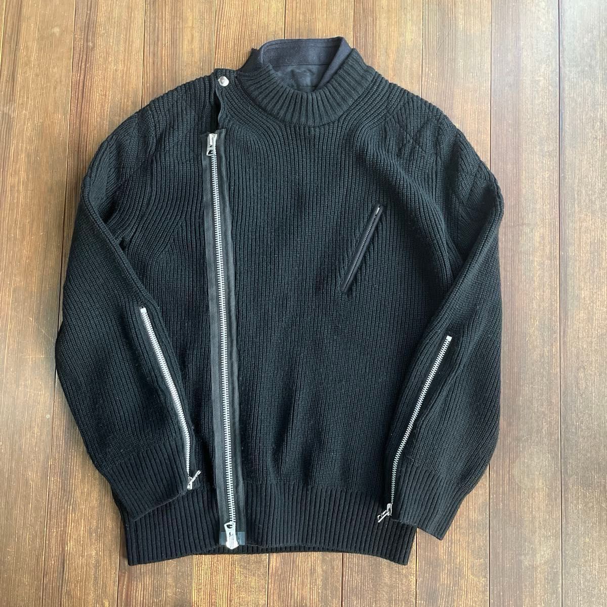 美品】sacai サカイ 20AW WOOL KNIT BLOUSON ウールニットブルゾン 20