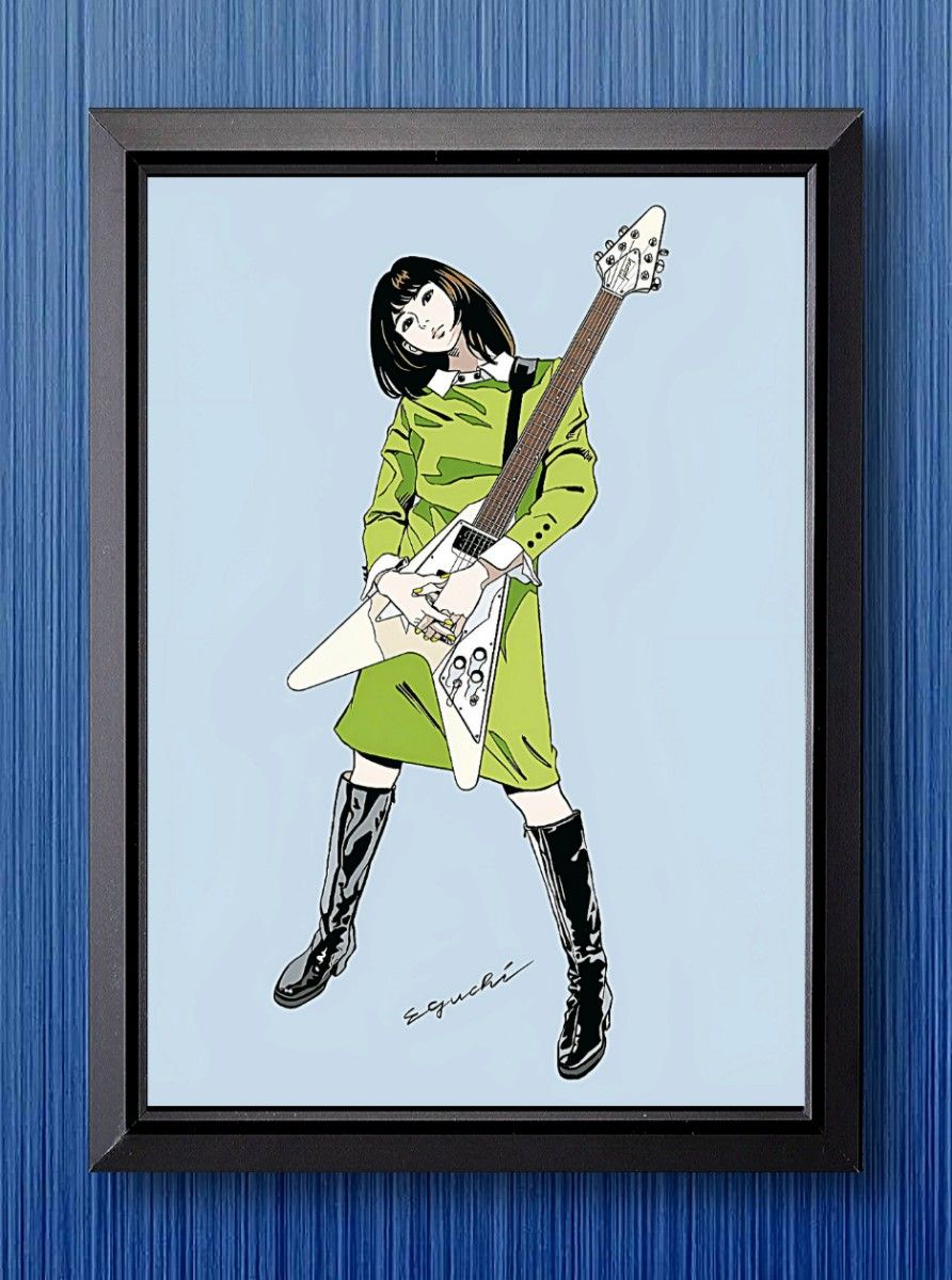 江口寿史 / Gibson・ギブソン【A4サイズ写真ポスターフレーム付き6点