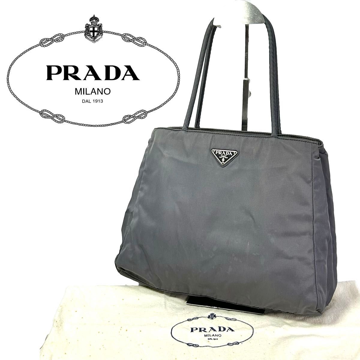 人気】 PRADA TESSUTO プラダ テスート ナイロン トートバッグ 三角