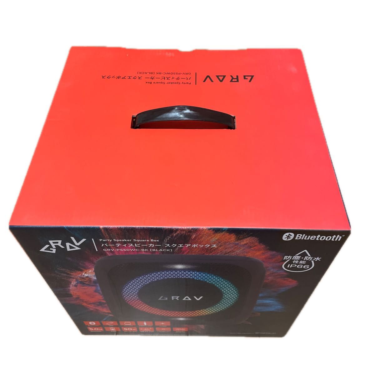 新品未使用品 GRAV パーティースピーカー スクエアボックス 防水 LED