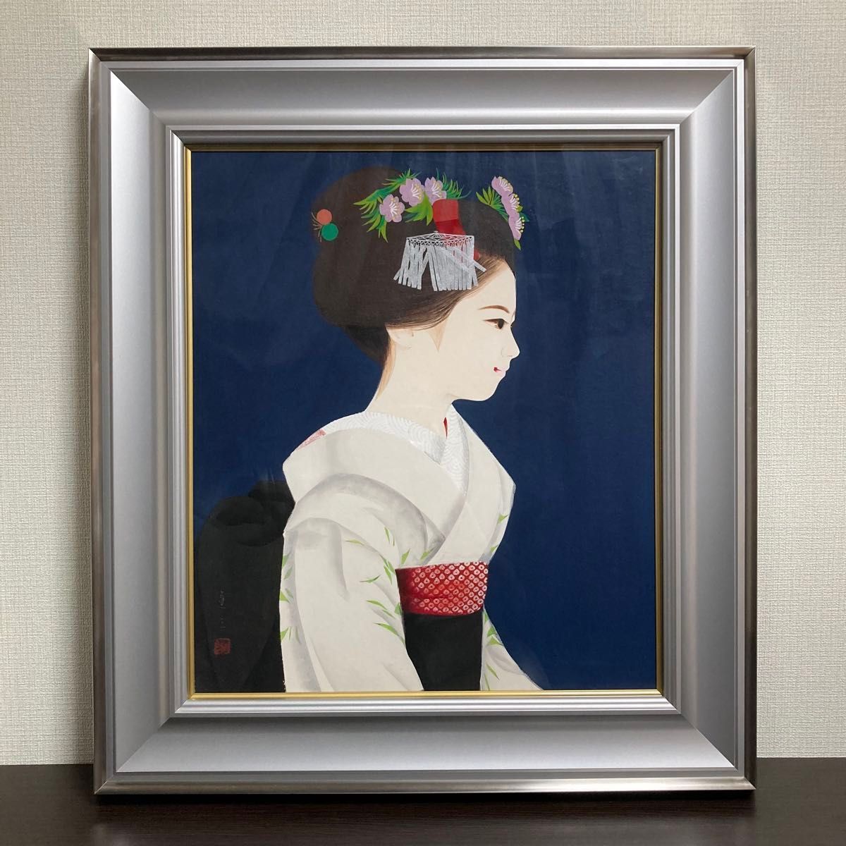 真作保証】清水達三「舞妓」10号 直筆サイン 共シール 美人 額装 絵画