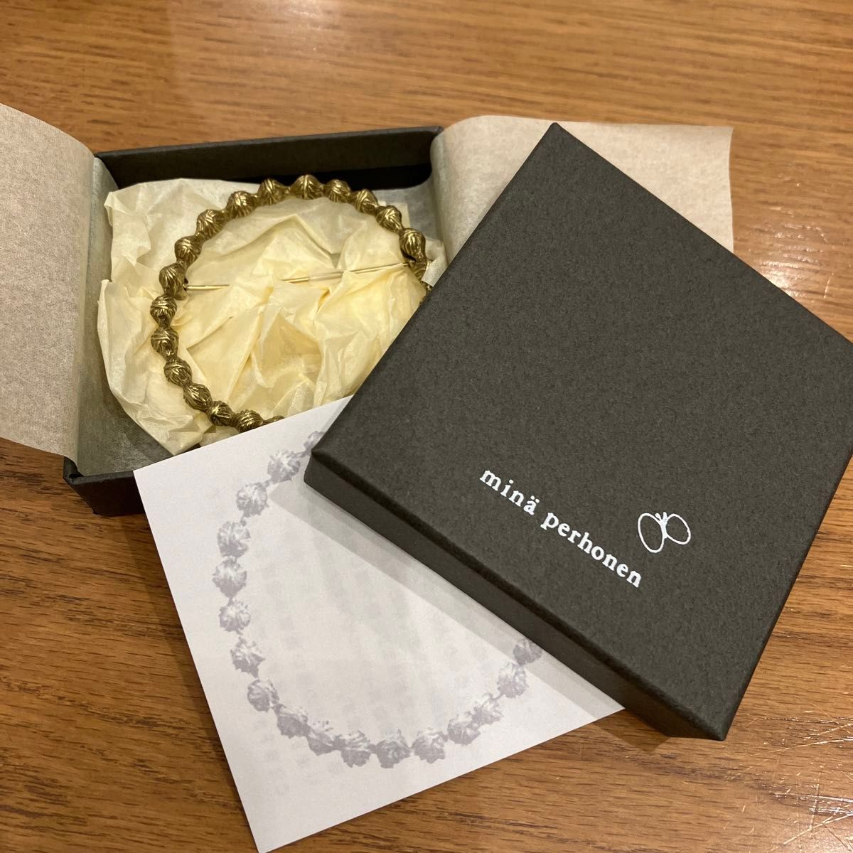 ミナペルホネン 正規品 ブローチ タンバリン アンティークゴールド