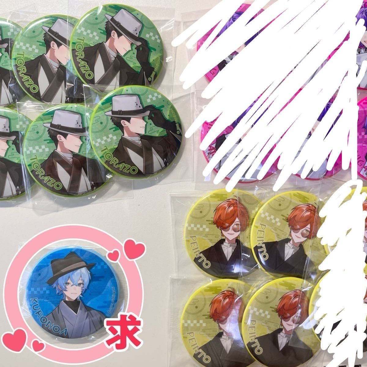 日常組 京都タワー 缶バッジ ぺいんと クロノア しにがみ トラゾー