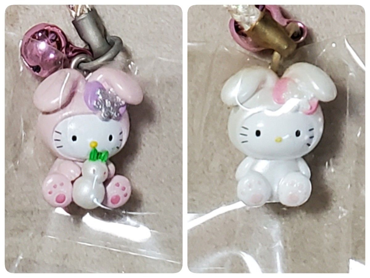 ハローキティご当地限定ストラップ 根付け 北海道限定 白雪うさぎ と