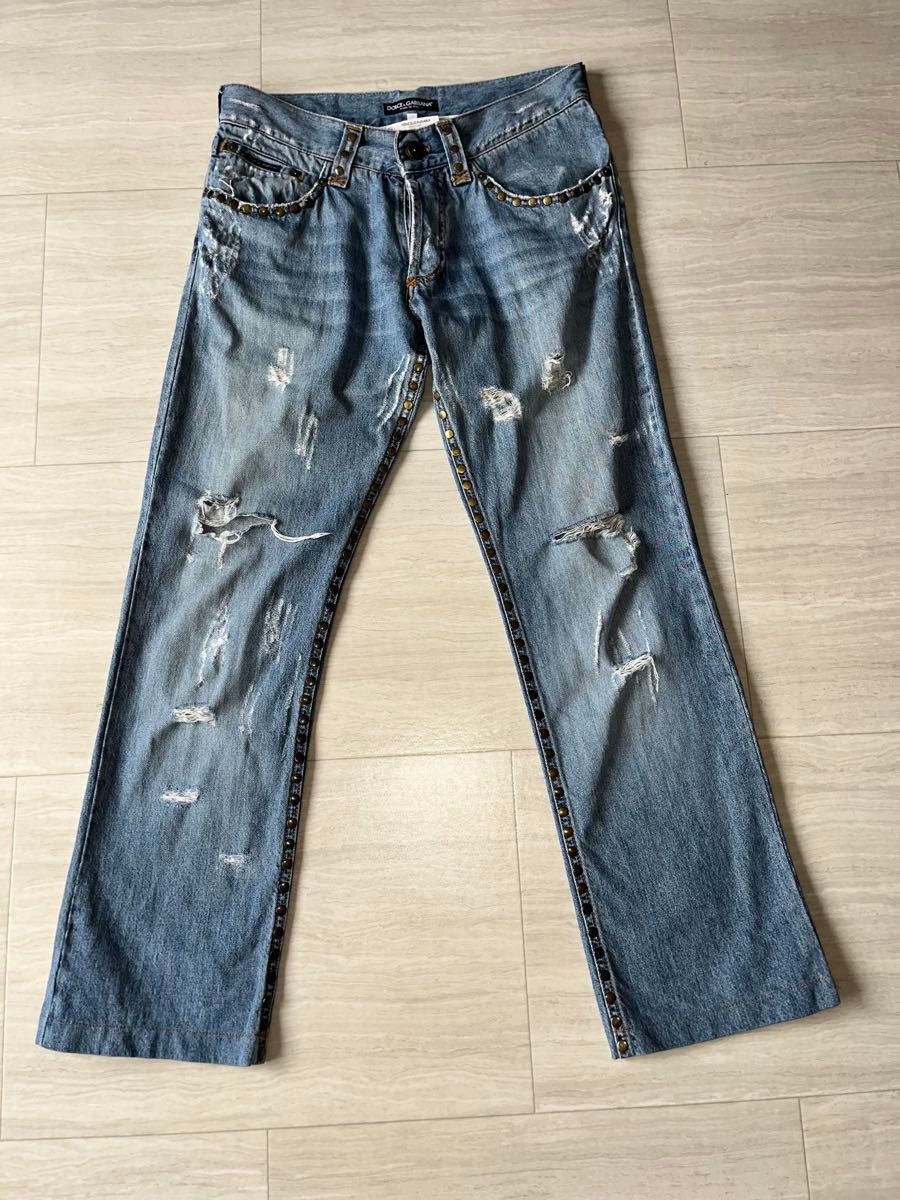 希少ドルガバ 虎刺繍 スタッズ加工クラッシュ デニム｜Yahoo!フリマ