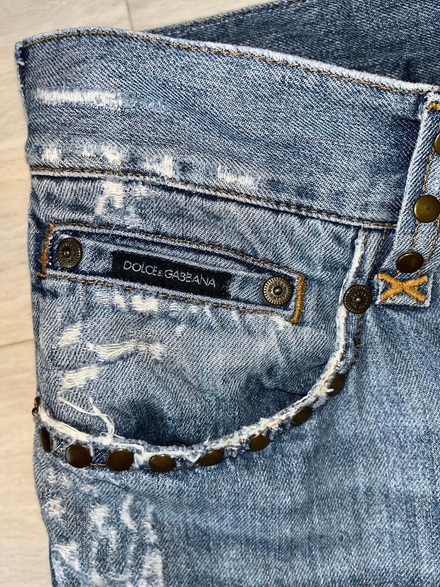 希少ドルガバ 虎刺繍 スタッズ加工クラッシュ デニム｜Yahoo!フリマ