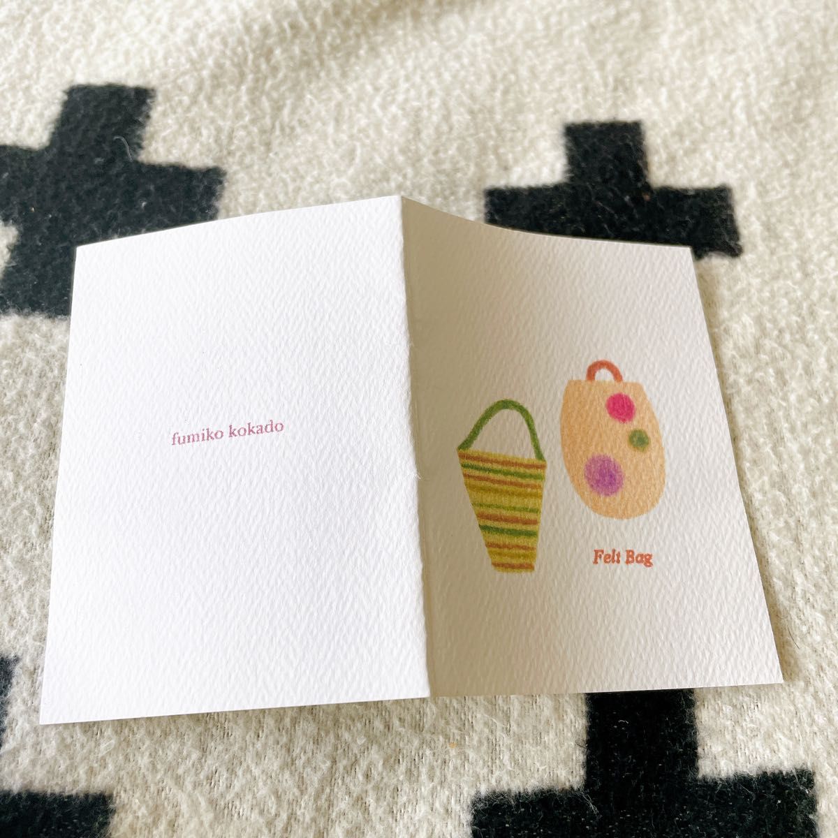 小門富美子作 fumiko kokado 羊毛フェルト 水玉模様 トートバッグ