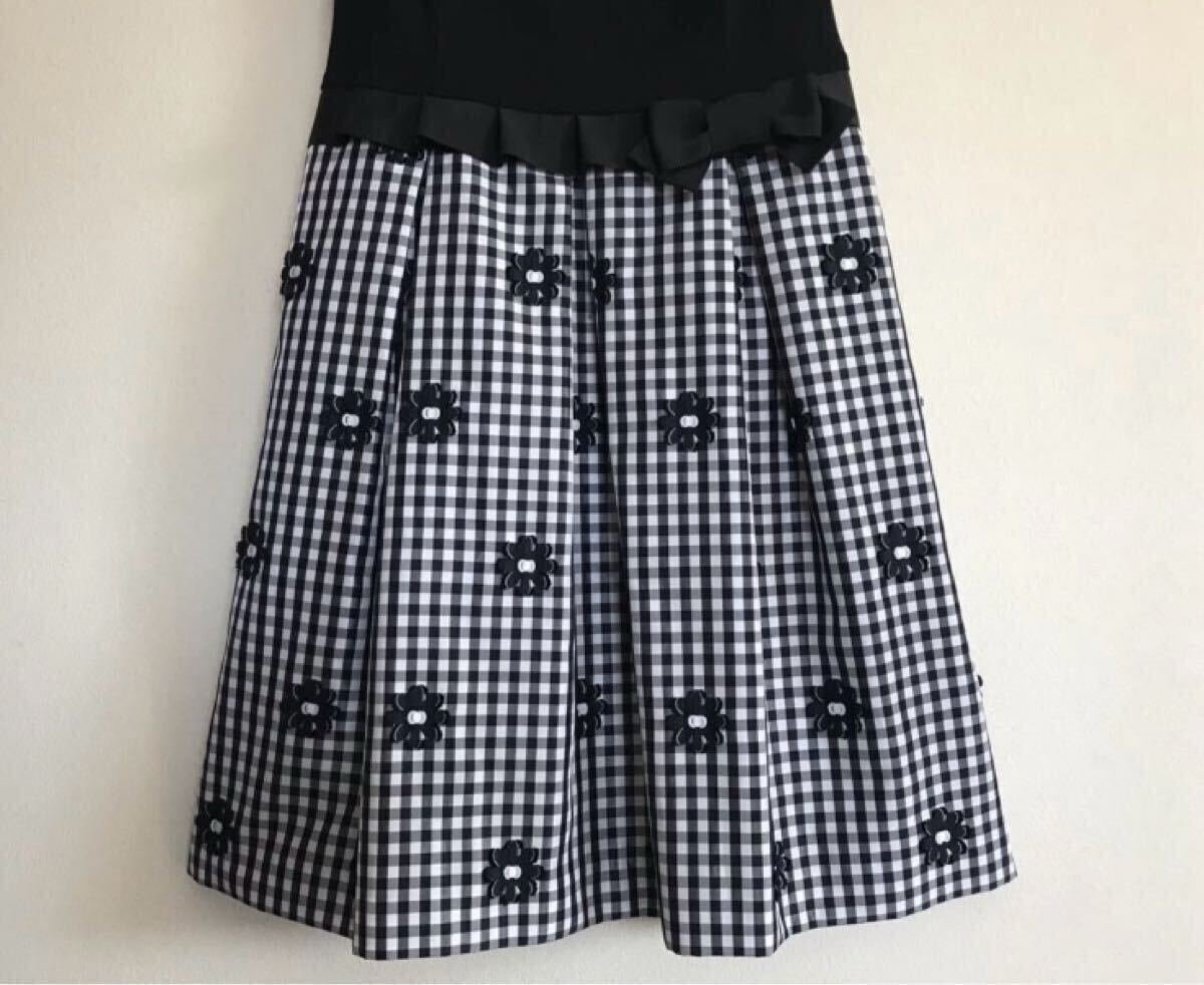エムズグレイシー♡ワンピース 38 チェック柄 リボン お花ボタン