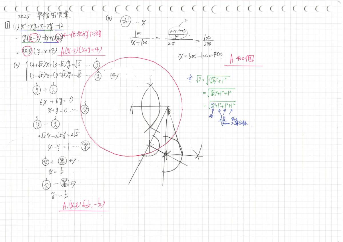今だけセール 約3割引 塾講師のオリジナル 数学 解説 早稲田実業 高校