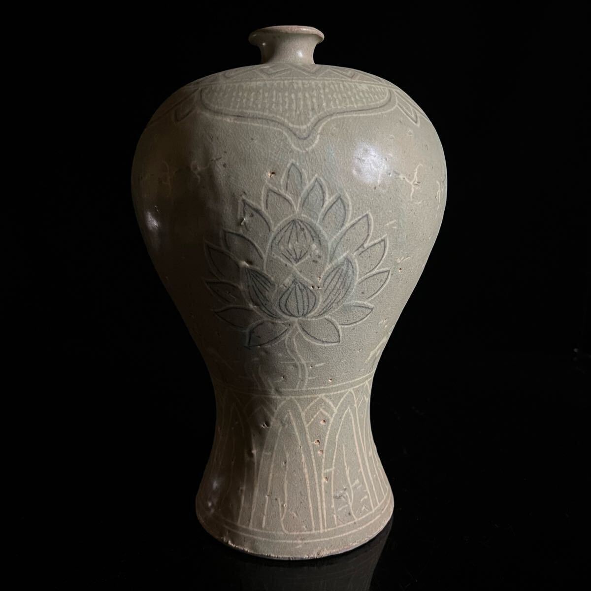 皿□高麗青磁花文花弁型鉢 碗 朝鮮 李朝 希少 古玩 唐