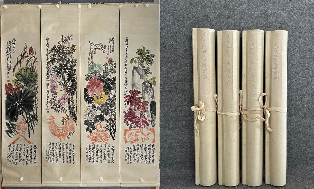 民間仕入れ品 骨董市仕入れ品 法界源流 中国時代の掛け軸 巻き絵 肉筆
