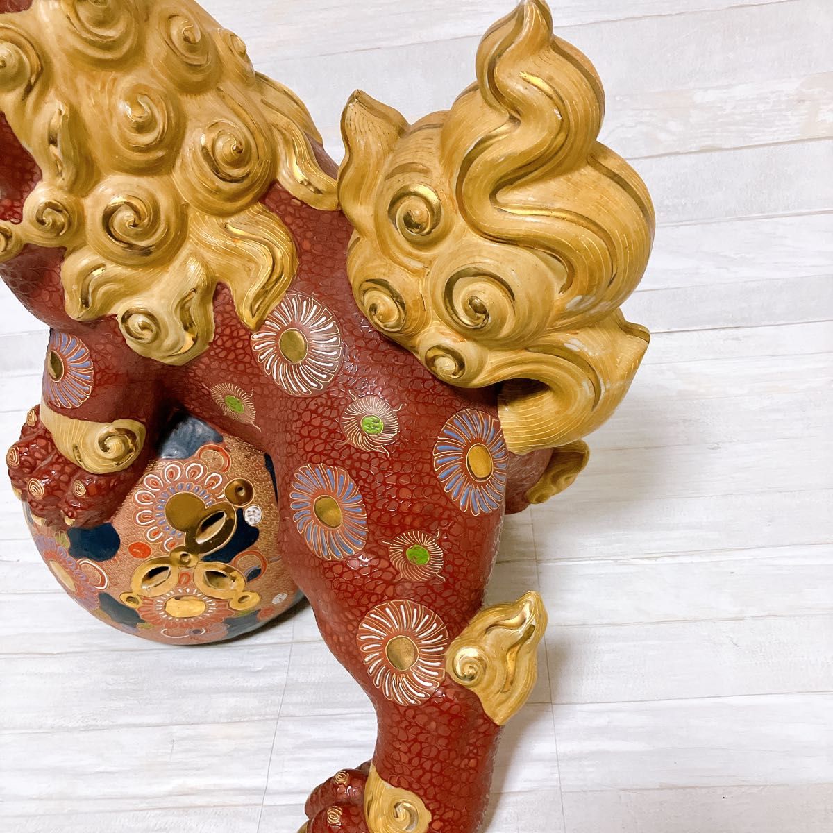 九谷焼 玉乗り獅子 玉獅子 厄除け 招福 縁起物 魔除け 石像 シーサー