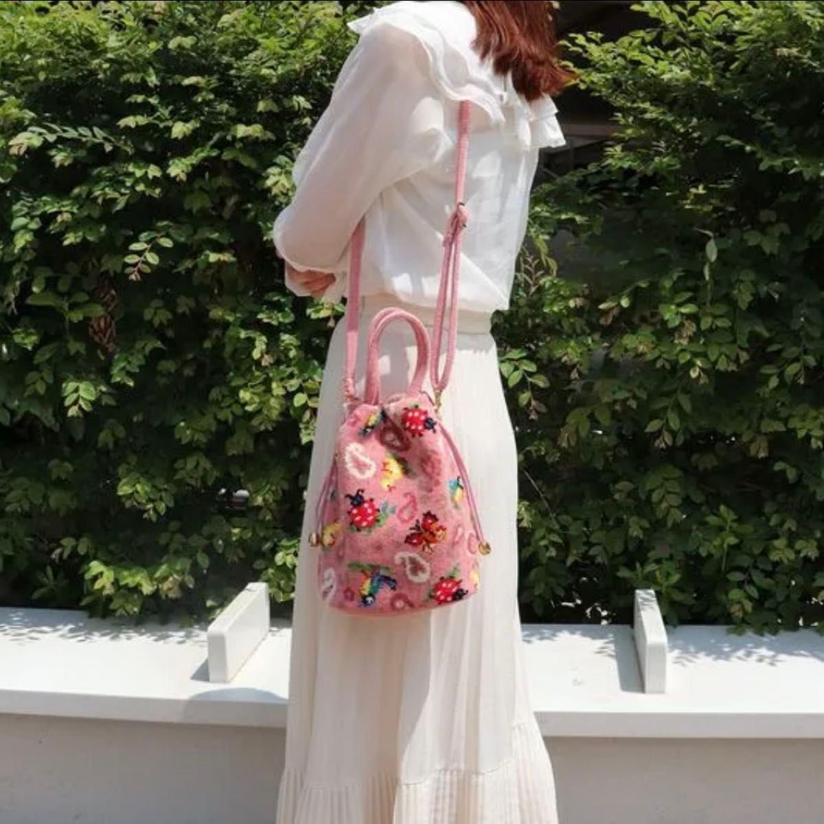 フェイラー ハイジペイズリー 巾着ショルダーバッグ ピンク｜Yahoo