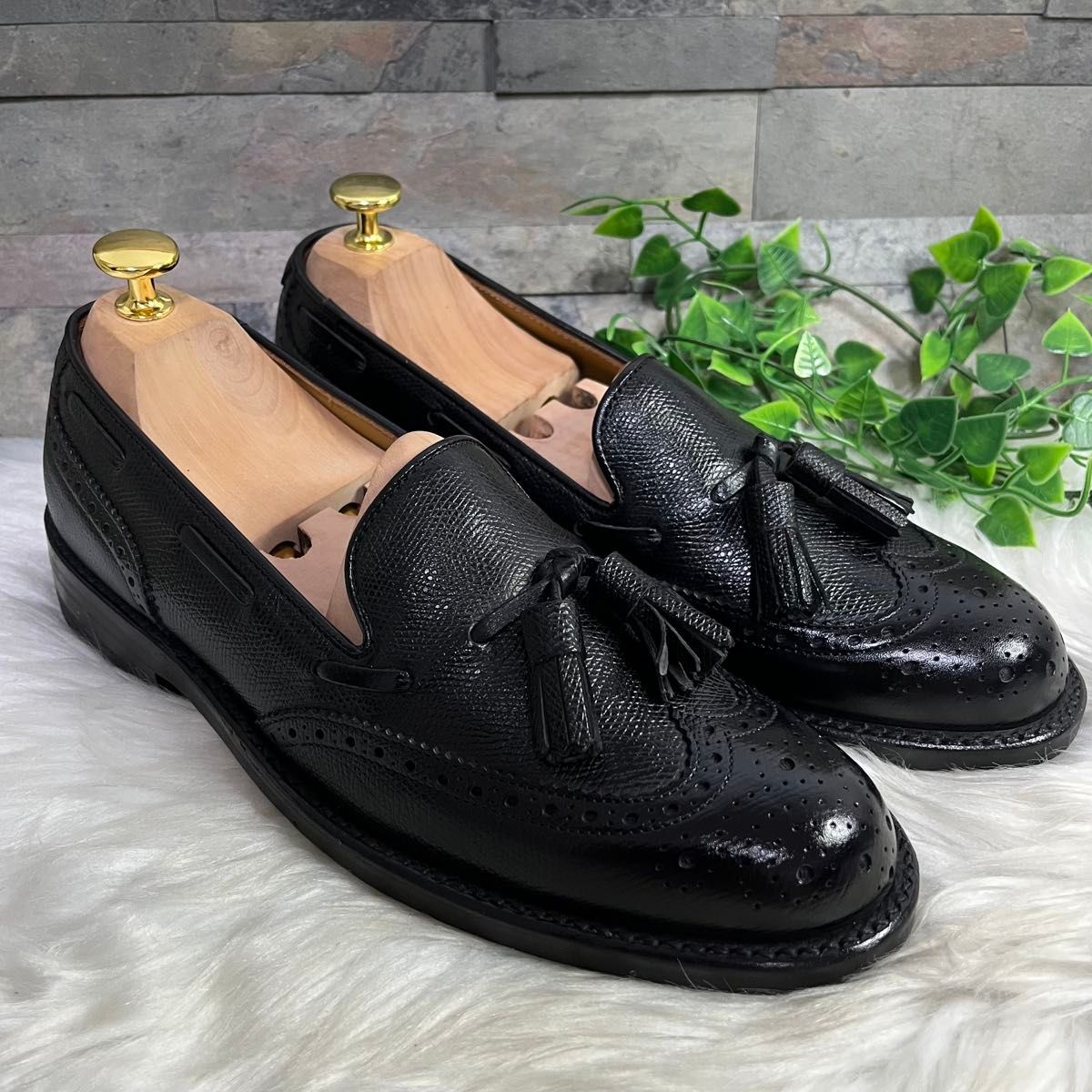 超美品 リーガル タッセルローファー ブラック シボ革 ウイングチップ