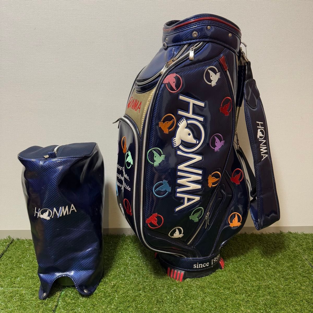 HONMA 本間ゴルフ ホンマゴルフ キャディバッグ エナメル モグラ柄