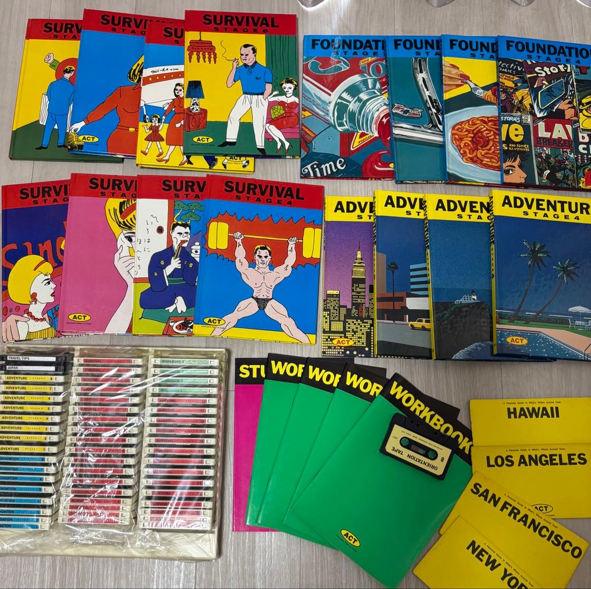 土屋秀 湯村輝彦 永井博 イラスト ACT英会話カセットテープ テキスト