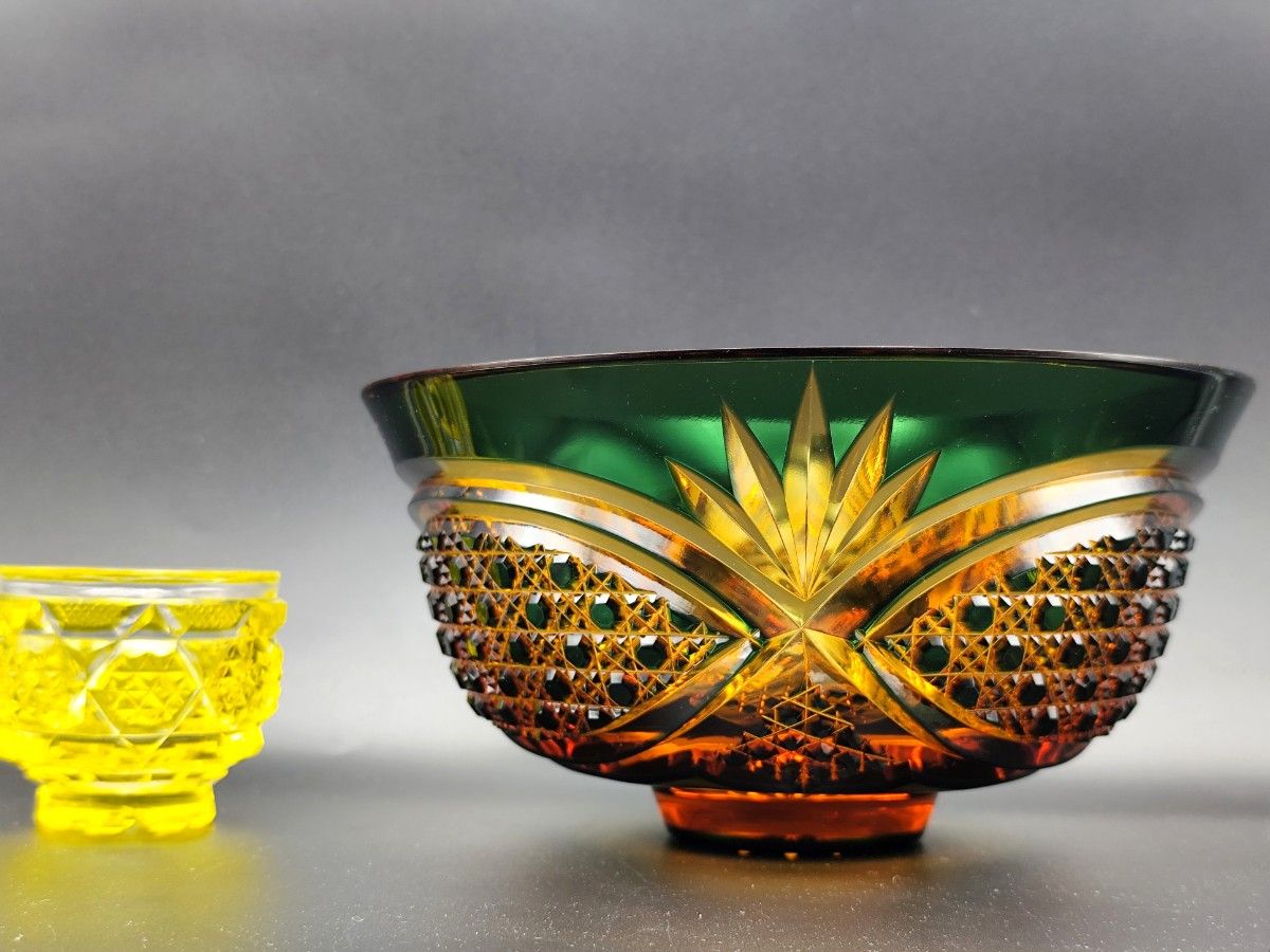 超希少 未使用美品 黒木国昭 綾切子 大鉢（切子 江戸切子 薩摩切子