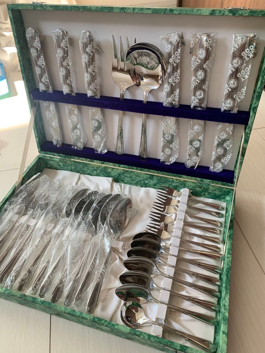 希少 美品 昭和初期モデル ラッキーウッド カトラリーセット 33点