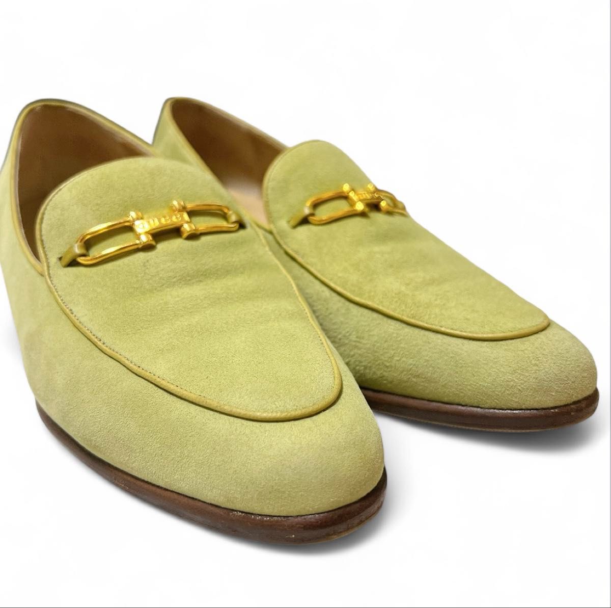 美品/箱付き】GUCCI スエード ホースビットローファー 37 5C グリーン