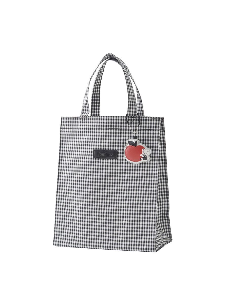 familiar トート ファミリア バッグ ギンガムチェック 黒チェック