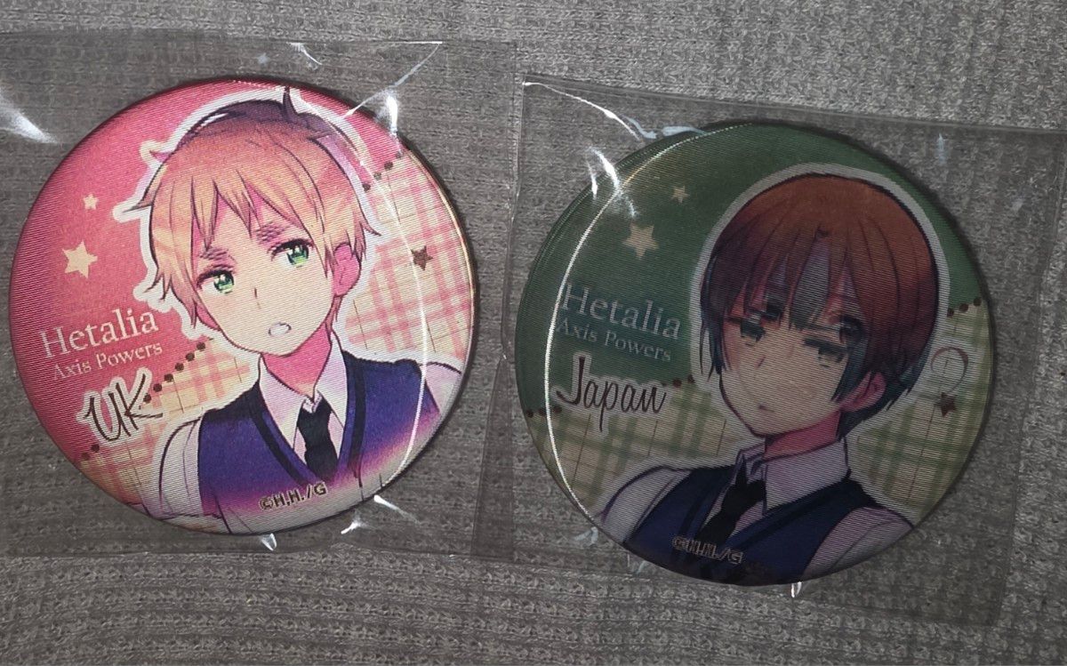 ヘタリア アニメガ チェンジング 缶バッジ イギリス 日本 学園ヘタリア