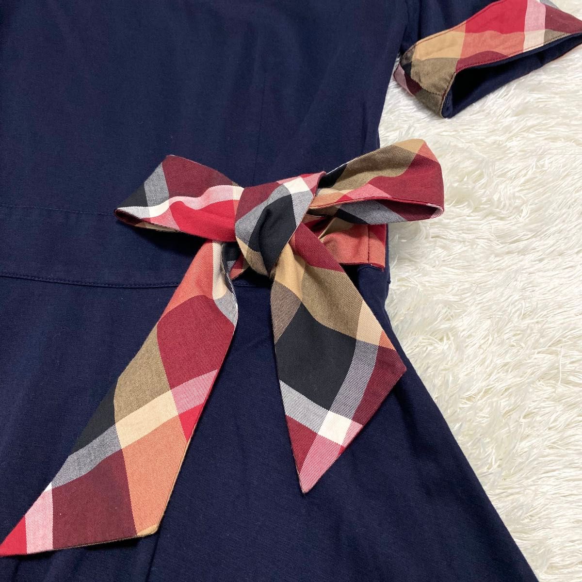 美品 ブルーレーベルクレストブリッジ ワンピース チェック 半袖