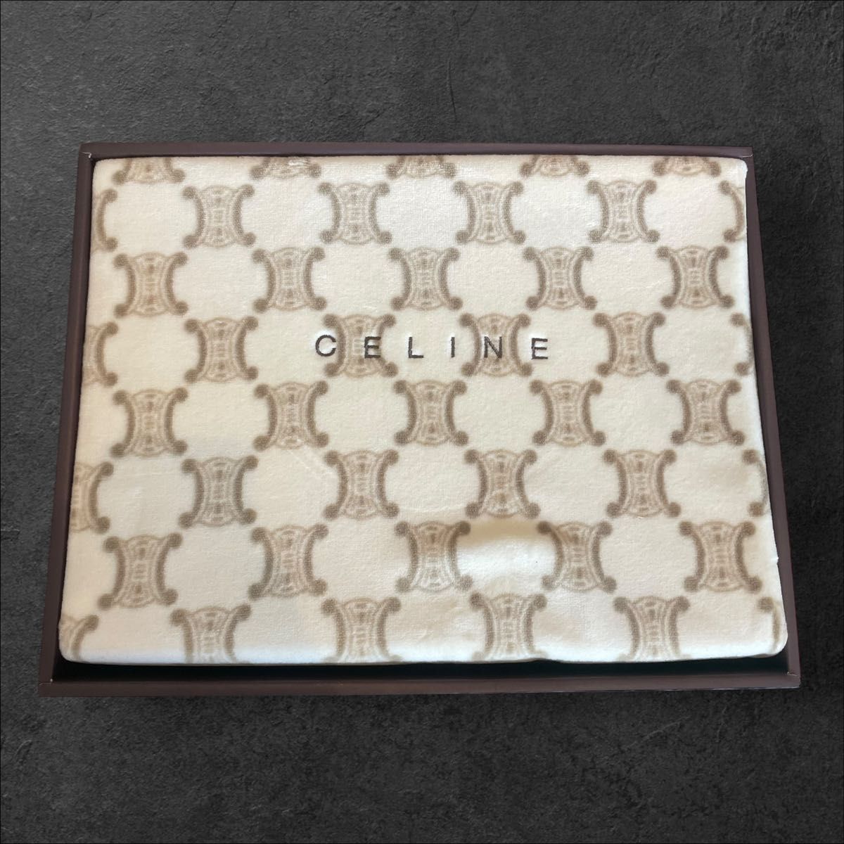 CELINE セリーヌ マカダム総柄 綿毛布 140×200cm 綿100% 未使用品