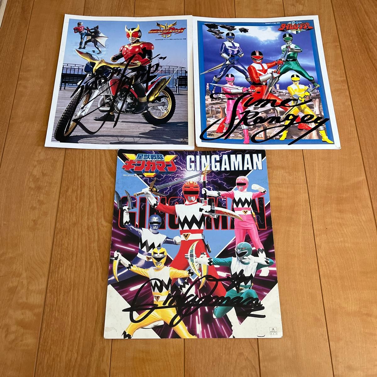 サイン入り色紙 3枚セット タイムレンジャー ギンガマン 仮面ライダー