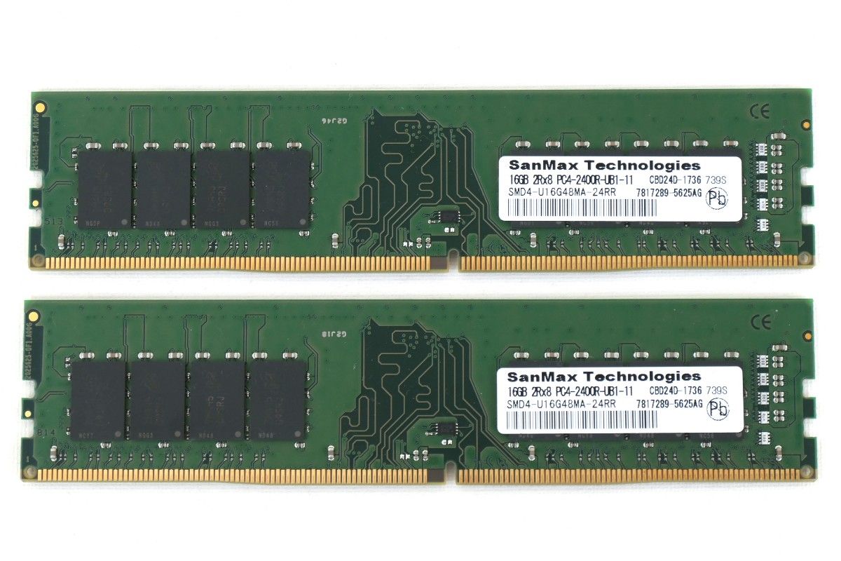 SanMax DDR4-2400 16GB 2本 32GBセット 動作確認済｜Yahoo!フリマ（旧