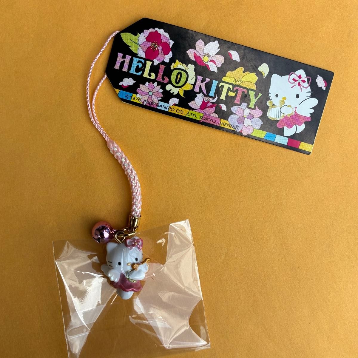 美品 超激レア 花とエンジェルKT ストラップ 根付け ハローキティ