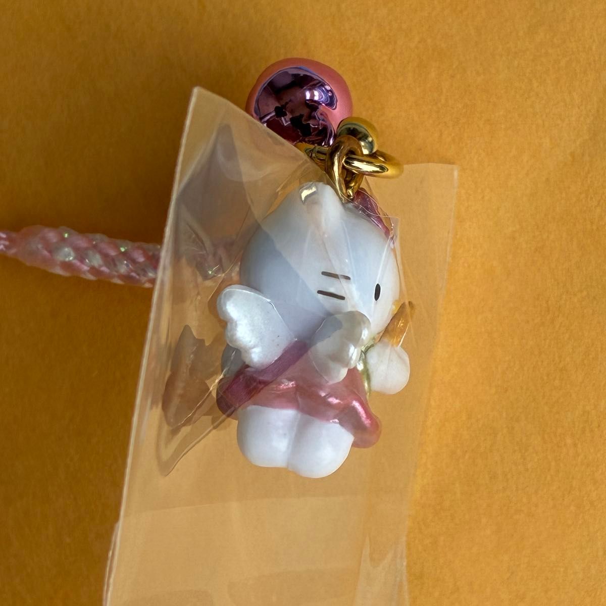 美品 超激レア 花とエンジェルKT ストラップ 根付け ハローキティ
