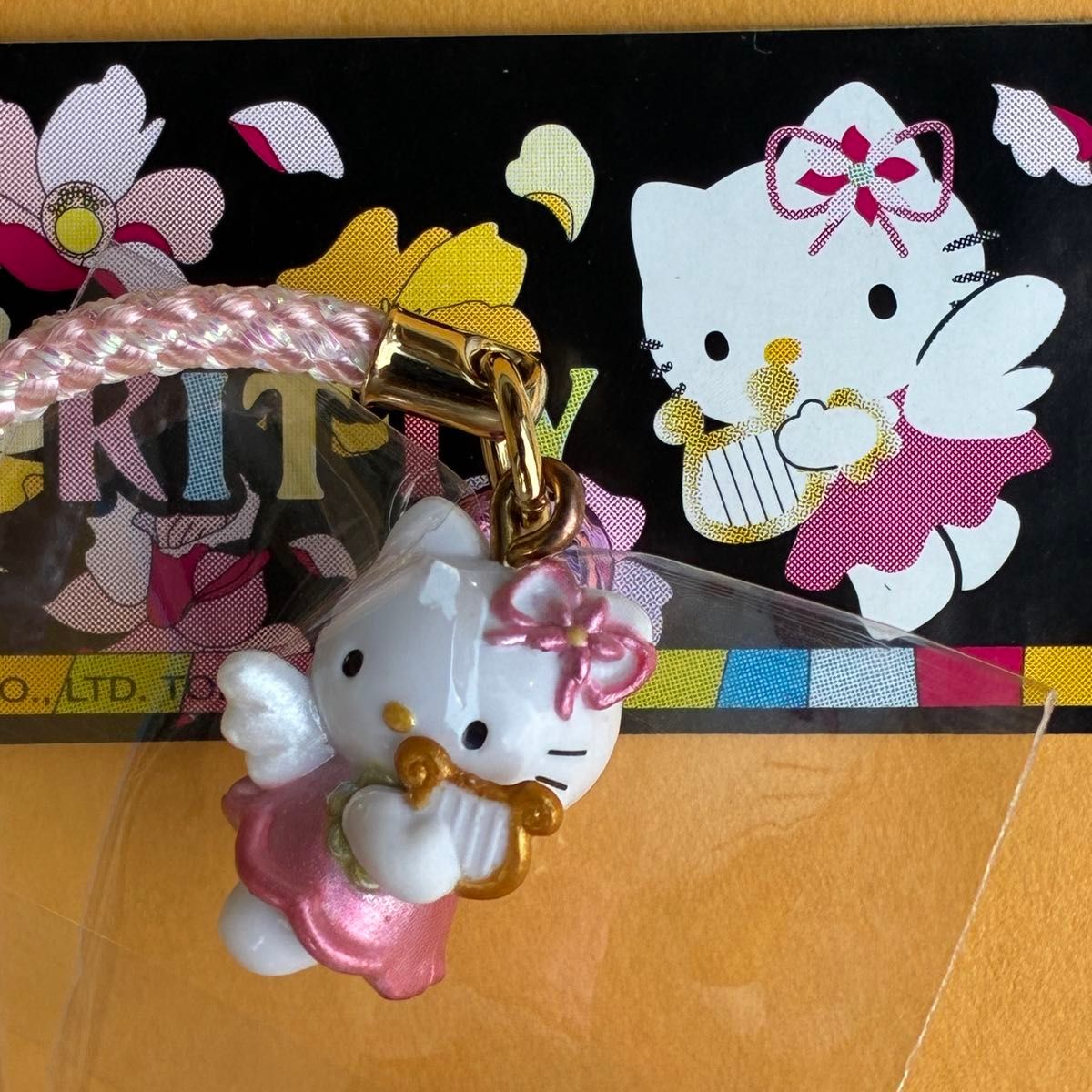 美品 超激レア 花とエンジェルKT ストラップ 根付け ハローキティ
