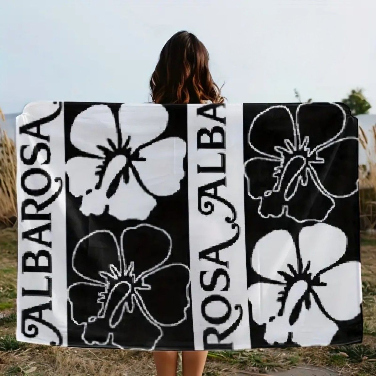 ALBA ROSA ハイビスカス柄 フリースブランケット s-l400.jpg