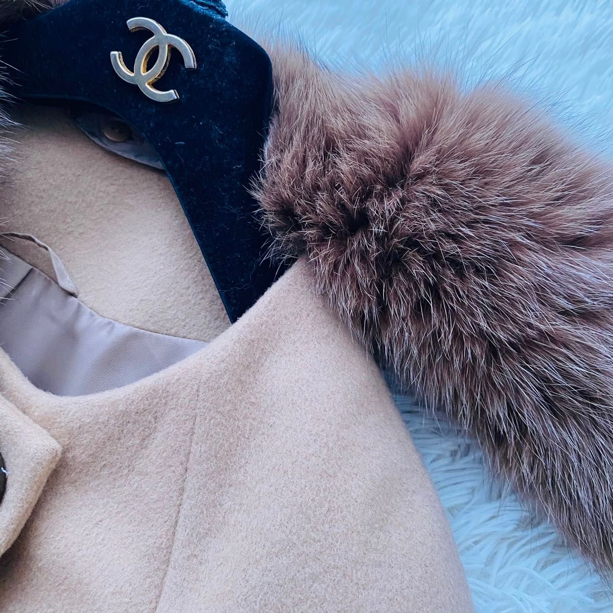 極美品 ANAYI アナイ ブルーフォックスファー リアルファー 毛皮 2way