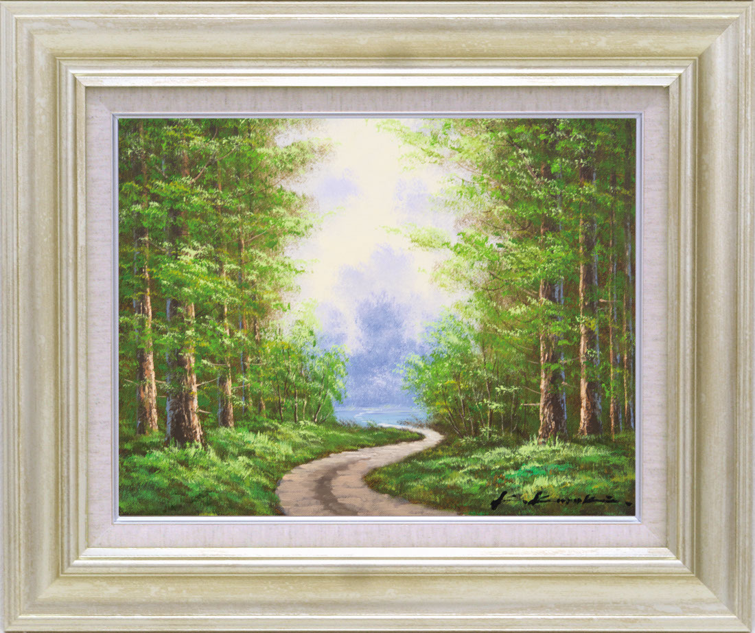 絵画 油絵 作者不詳 肉筆油絵 風景画 散歩道 F6 絵画 油絵 作者不詳