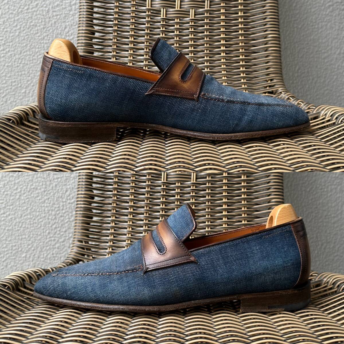 名作 Berluti Andy Denim Leather Loafers ベルルッティ アンディ