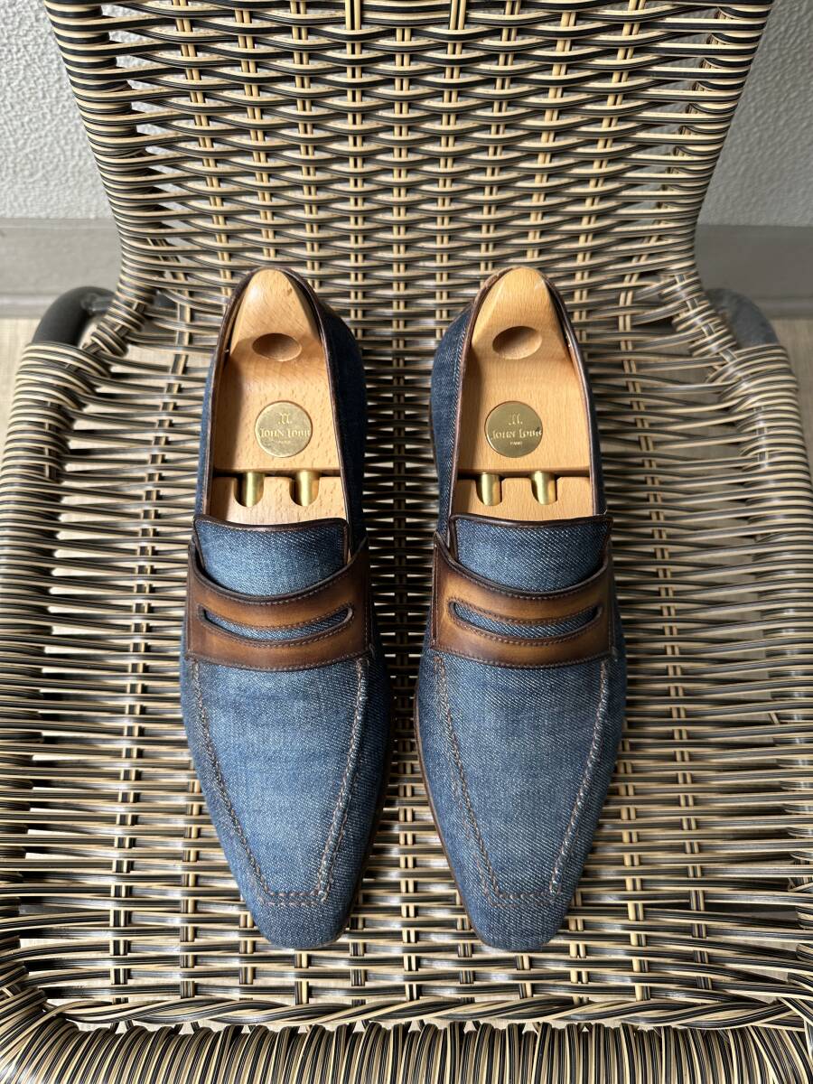 名作 Berluti Andy Denim Leather Loafers ベルルッティ アンディ