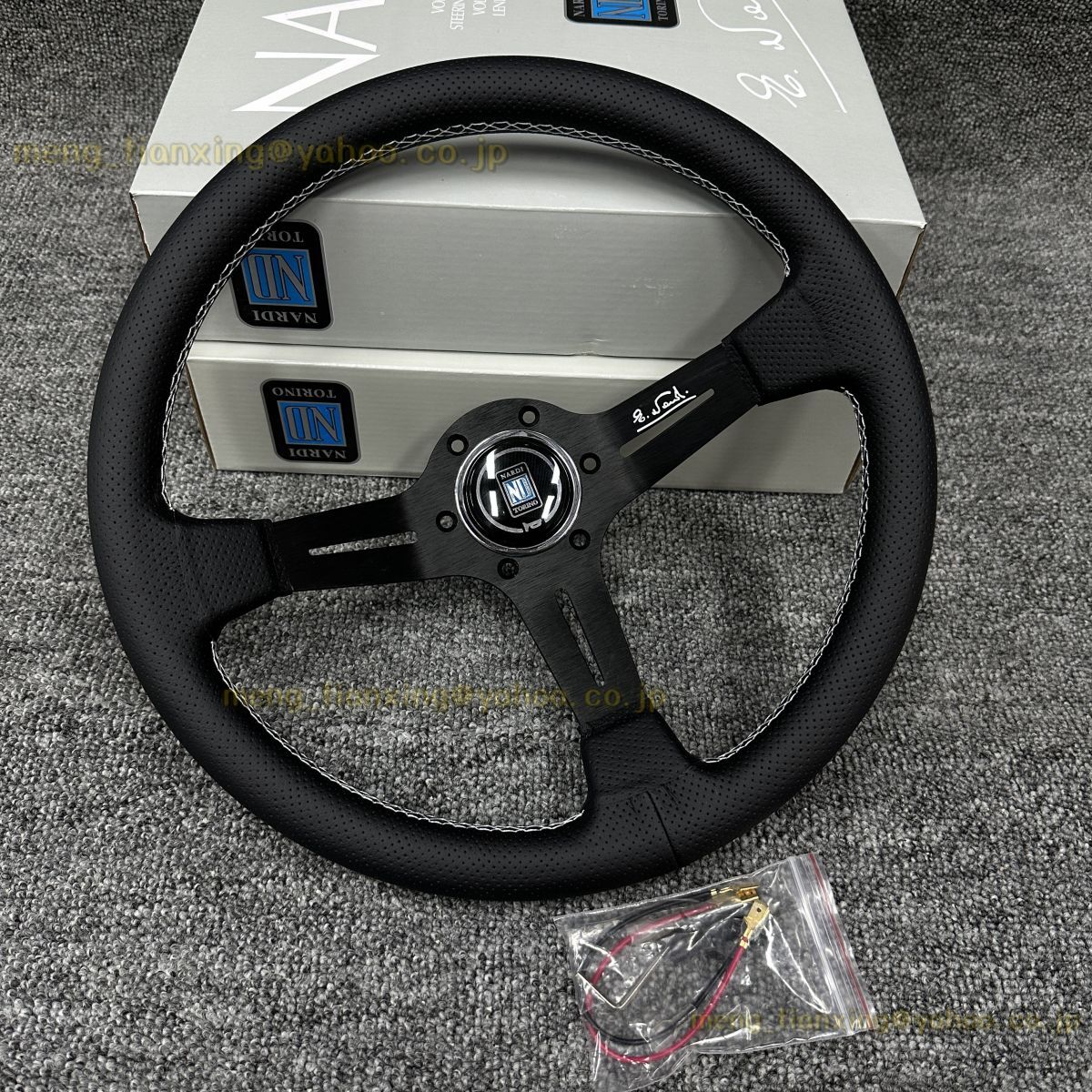 ナルディ 14インチ/約350mm 35パイ ステアリング 白色線/白色サイン