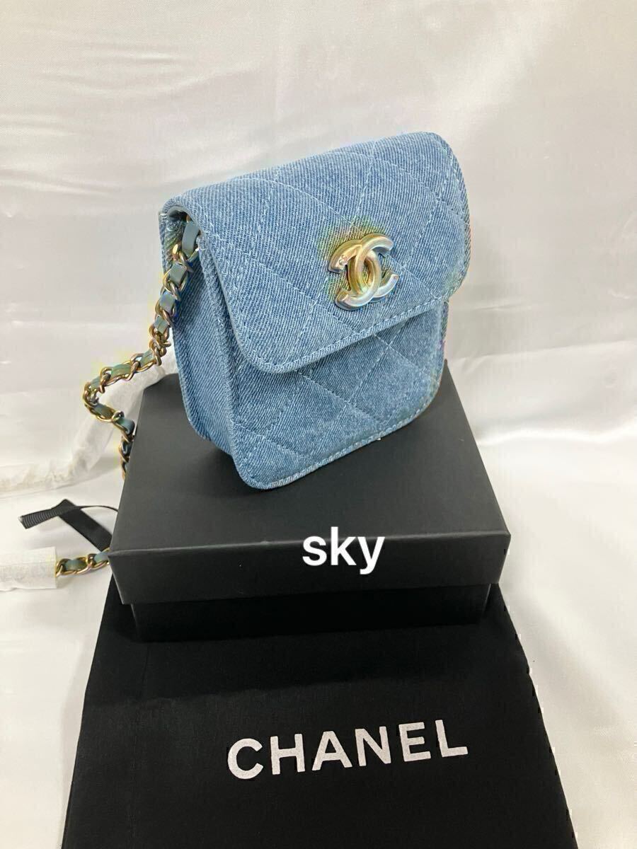 新品 CHANEL シャネル ノベルティ デニム ショルダーバッグ ゴールド