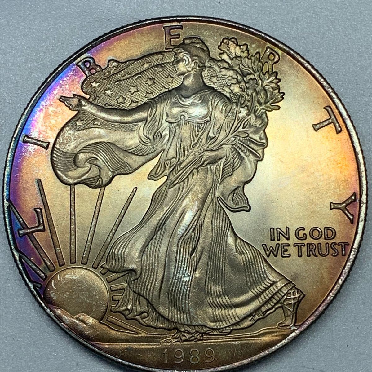 1989年 アメリカ古銭 イーグル リバティ 自由の女神 記念幣 大型銀貨