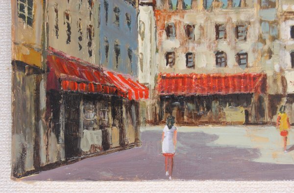 真作保証 T.HIKINO 曳野豊重『パリの街並』肉筆 油彩画 直筆サイン入り