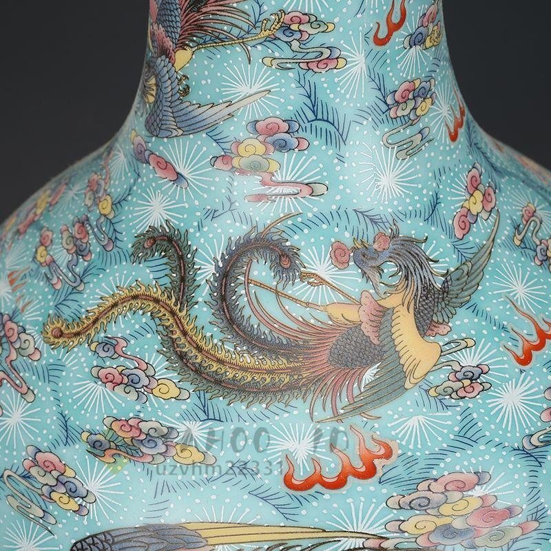 清雍正摘糸琺瑯彩富貴花鳥紋長筒瓶 景徳鎮 陶磁器 装飾品 現代工芸品