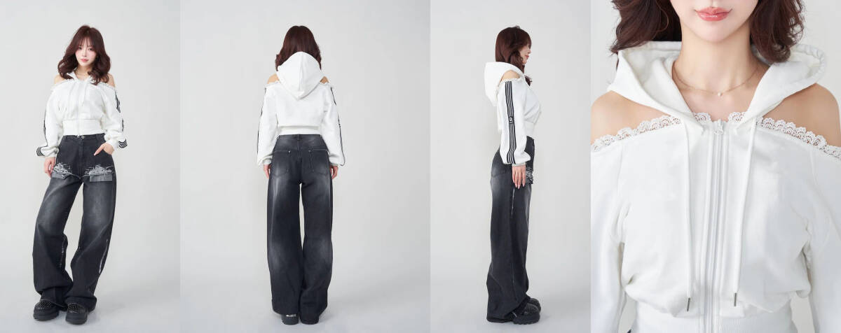 ダーリッチ darich ガーリースポーティスウェットトップス ホワイト