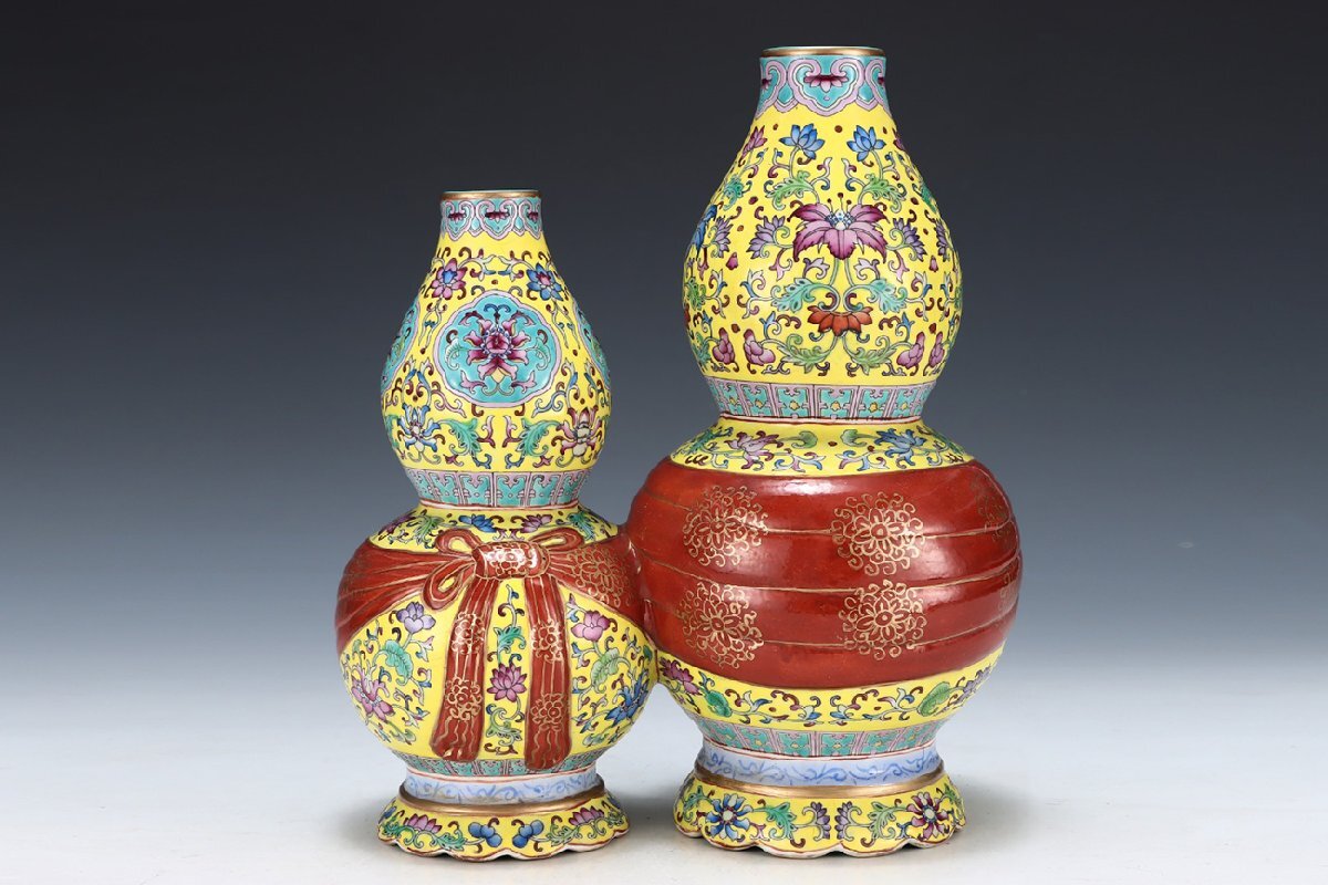 中国 清時代 黄南京 竹節型蓮鷺紋筆入 共箱 アンティーク 送料込み