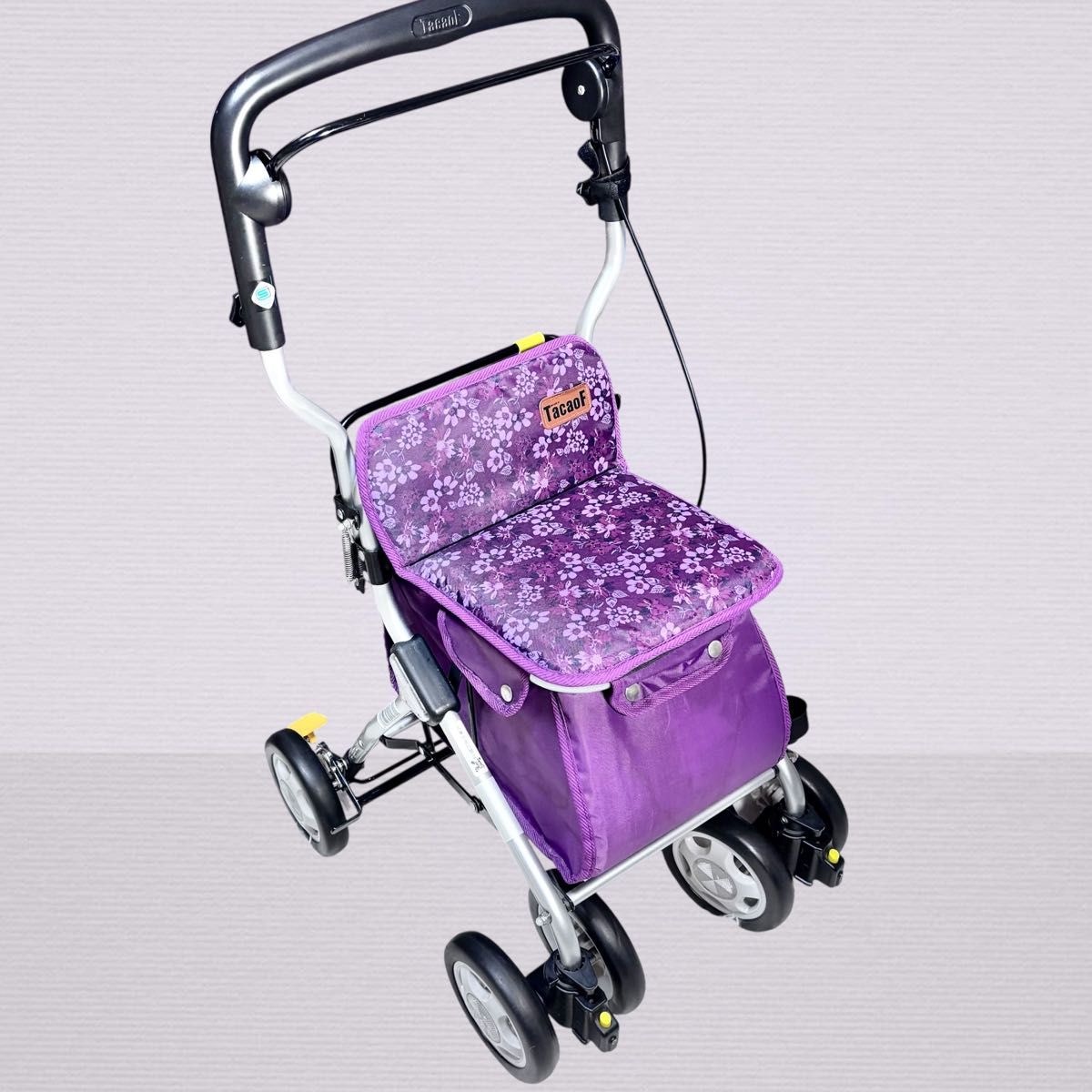 超美品 幸和製作所 TacaoF シルバーカー 花柄 紫 手押し車 歩行補助