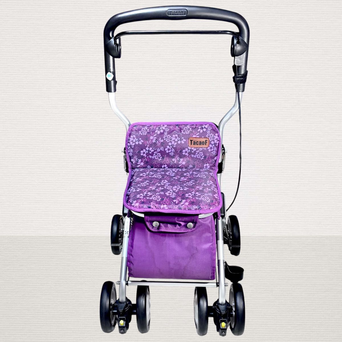 超美品 幸和製作所 TacaoF シルバーカー 花柄 紫 手押し車 歩行補助
